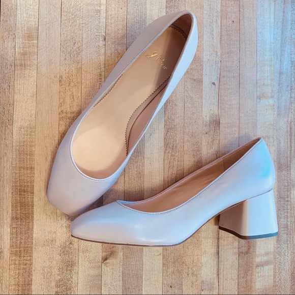 J. Crew Shoes - J. Crew Block-Heel Pumps in Leather Nude Blush